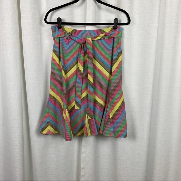 Anthropologie Elevenses Rainbow Chevron Swing Skirt Sz.8 - Picture 1 of 12
